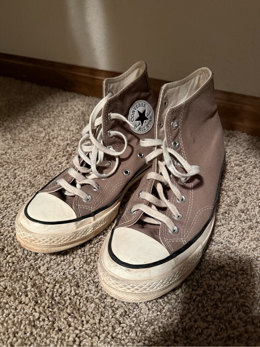 Converse High Top Sneakers - Taupe and White